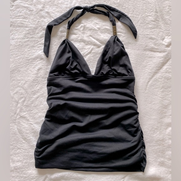Seafolly Halter Singlet Top Tankini Black Size 8 - Picture 1 of 4